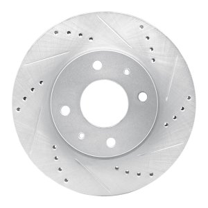 Mitsubishi Lancer Brake Rotor (1) - Front Right - R1 Concepts - Drilled & Slotted - Silver - 2004